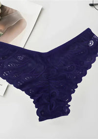 Thumbnail for Culotte en Dentelle et Coton - Marine / S - Sous-Vêtement en Dentelle