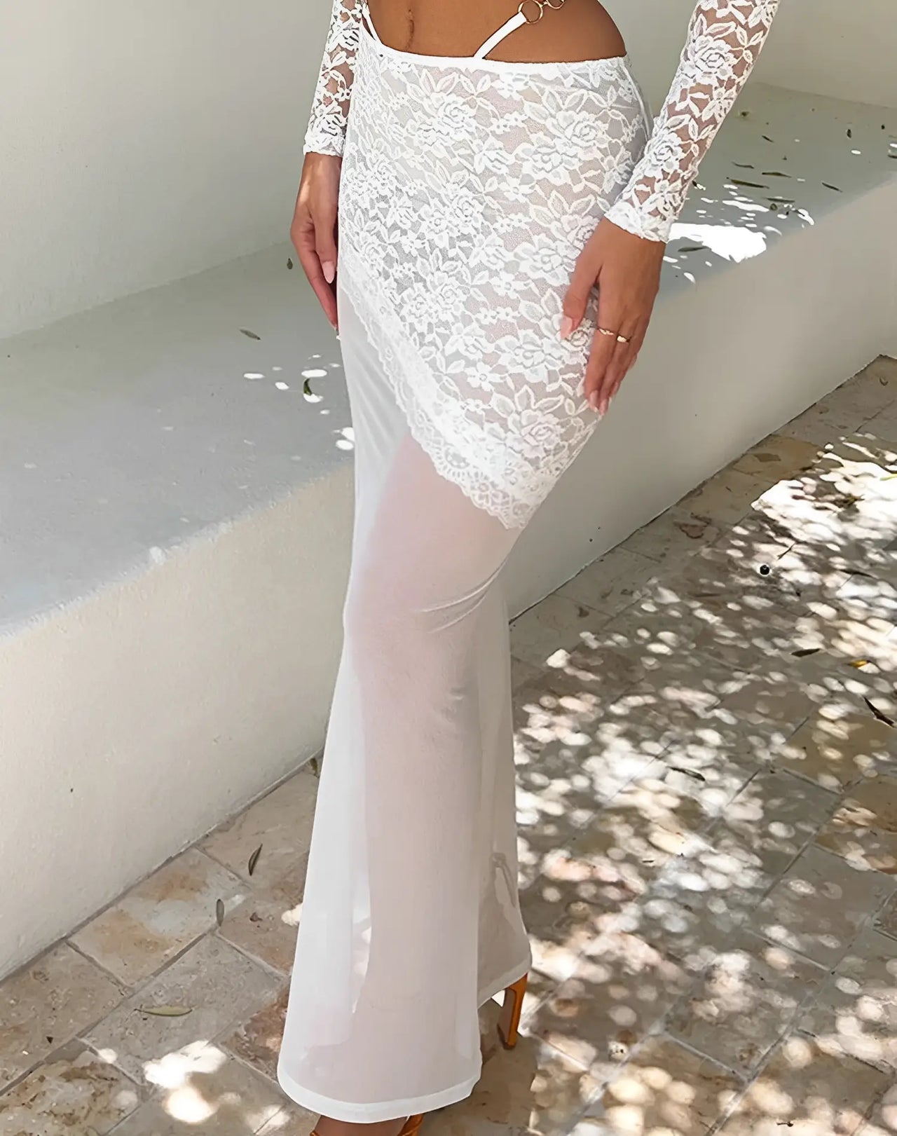 jupe longue blanche en dentelle - Jupe en Dentelle