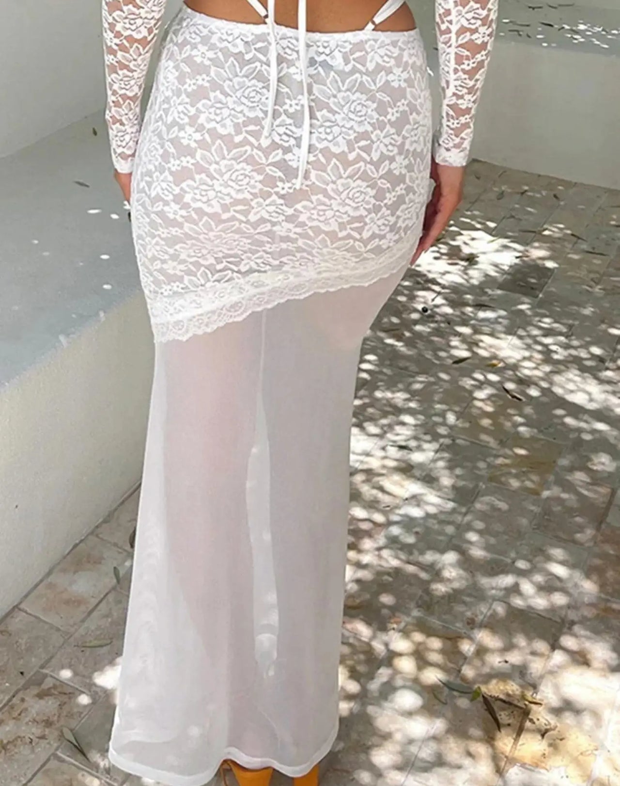 jupe longue blanche en dentelle - Jupe en Dentelle