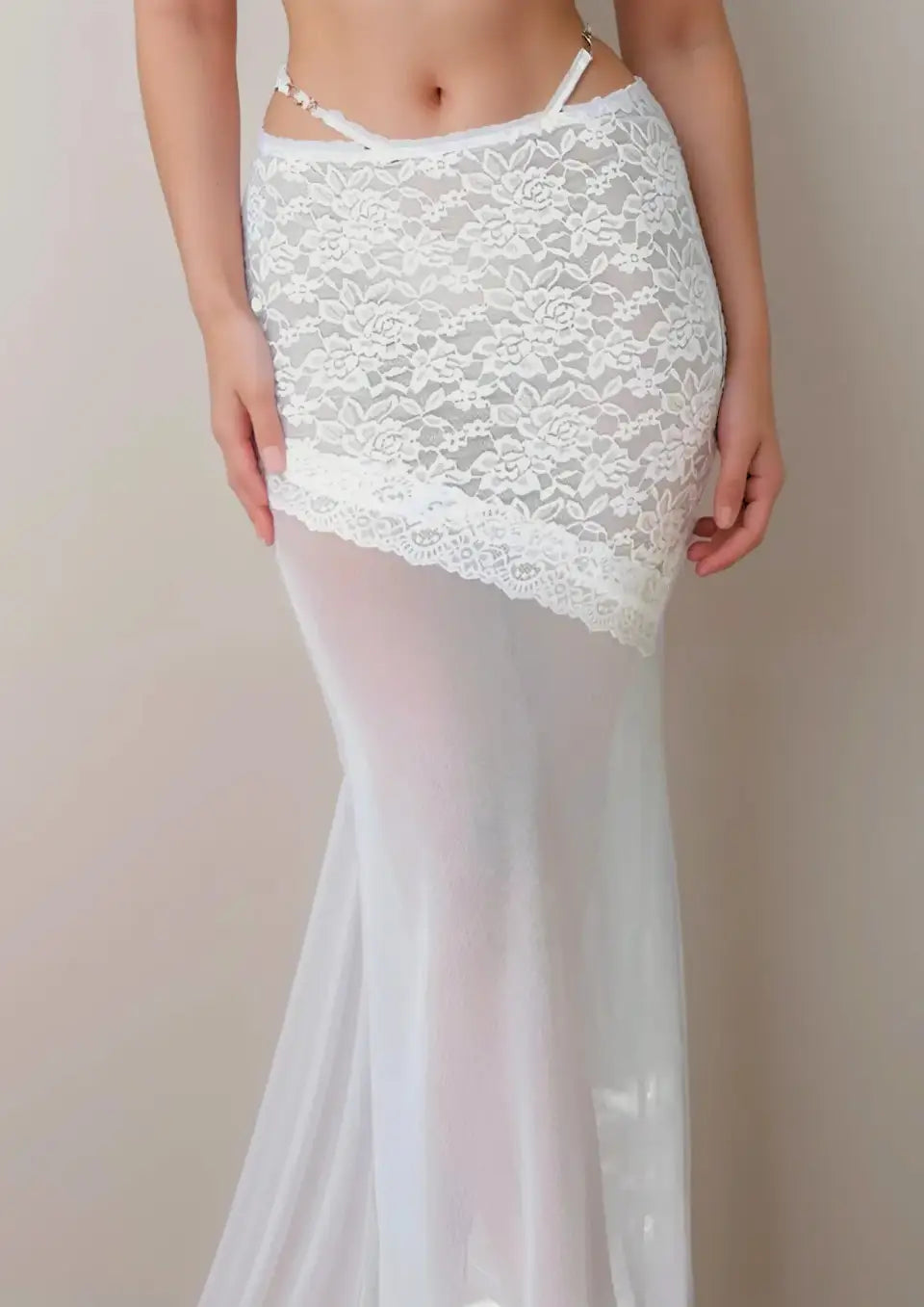 Jupe Longue Blanche en Dentelle - S - Jupe en Dentelle