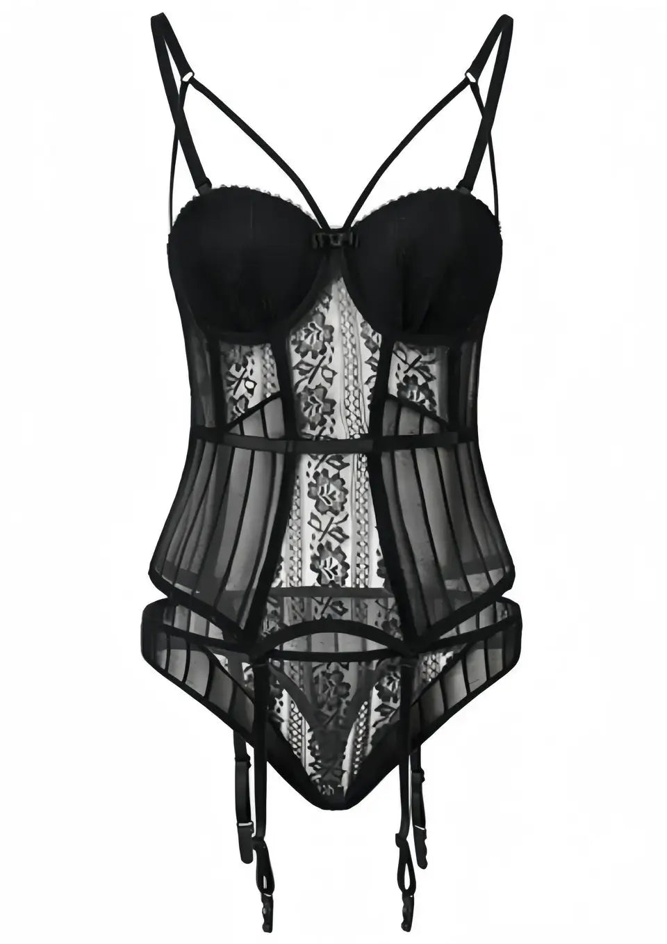 Lingerie en Dentelle Noir Brodé - Lingerie en Dentelle