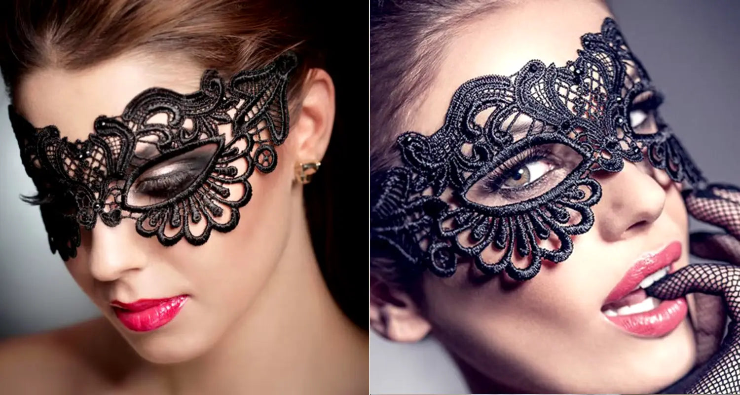 masque noir en dentelle