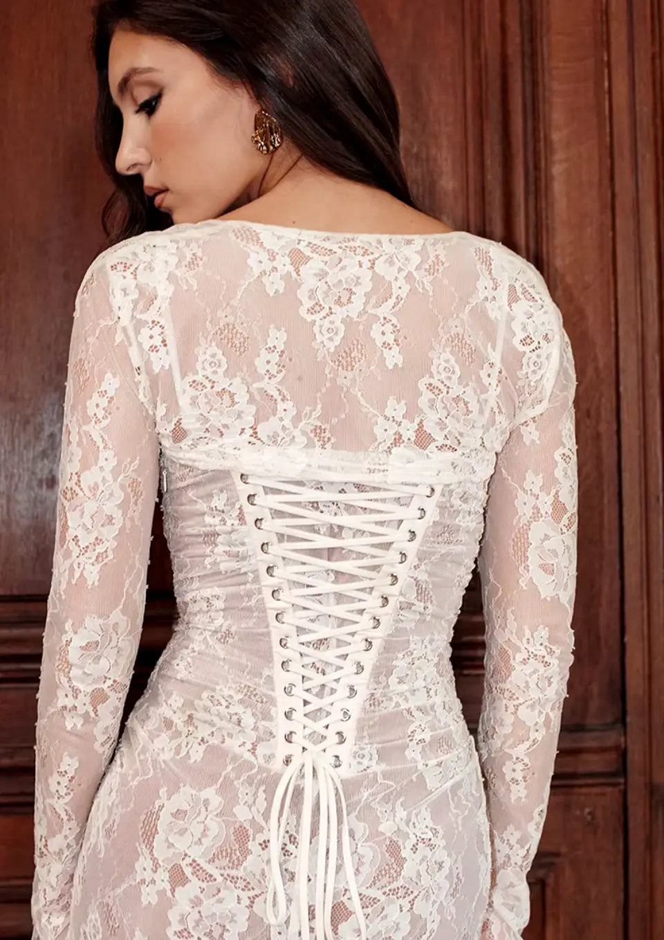 Robe Blanche Longue en Dentelle - Robe en Dentelle