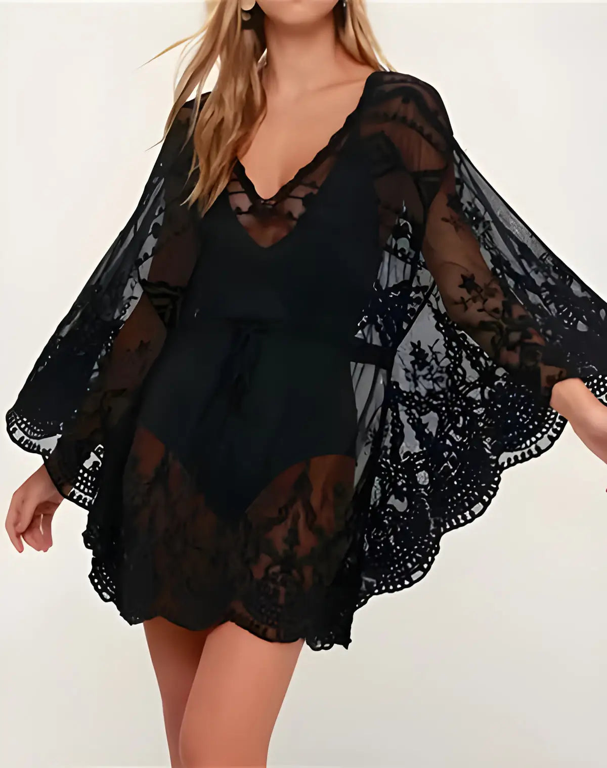 Robe Dentelle Plage Femme - Noir - Robe en Dentelle