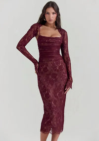 Thumbnail for Robe Longue Bohème Chic Dentelle - M - Robe en Dentelle