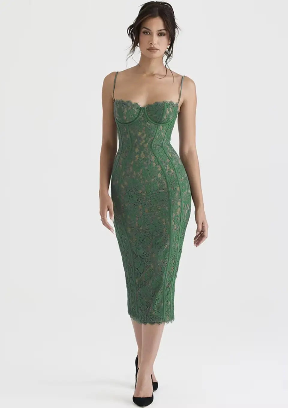 Robe Verte en Dentelle - XS - Robe en Dentelle